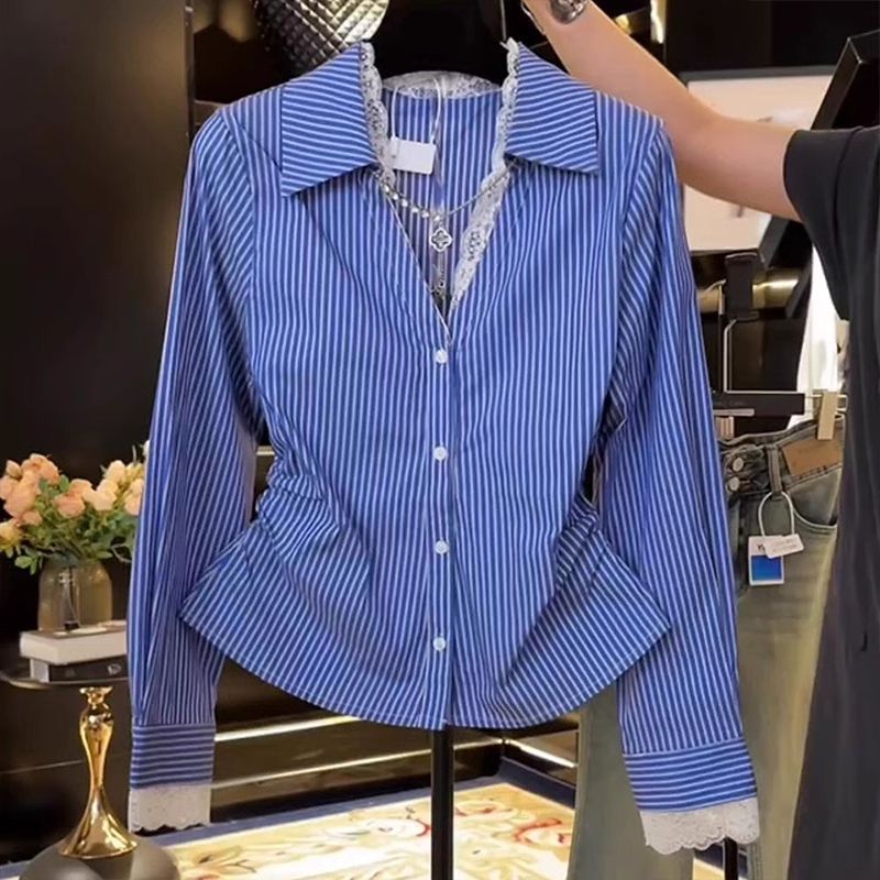 Summer Clothing Trends For Women - Elegante renda retalhos plissado blusa fina