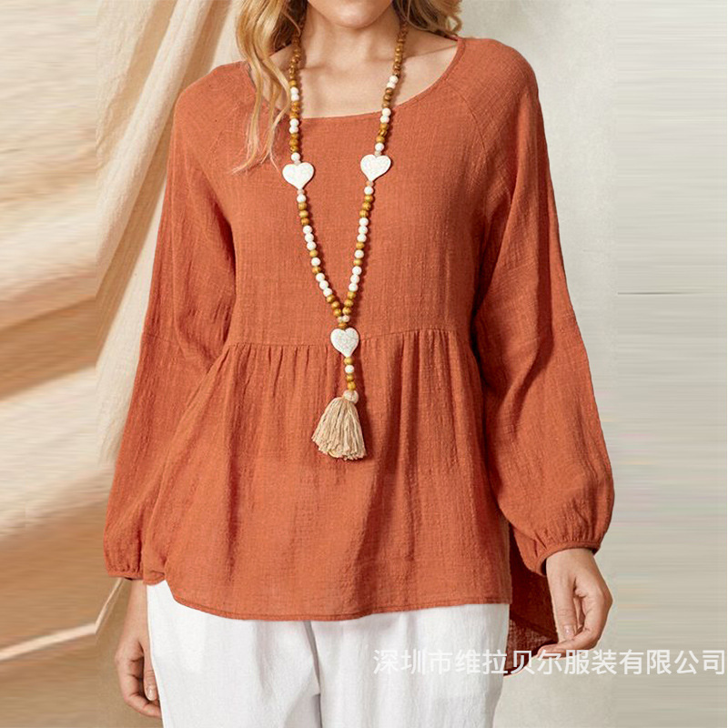 Solto algodão linho manga long - Summer Clothing Brands For Women avaliação e preço