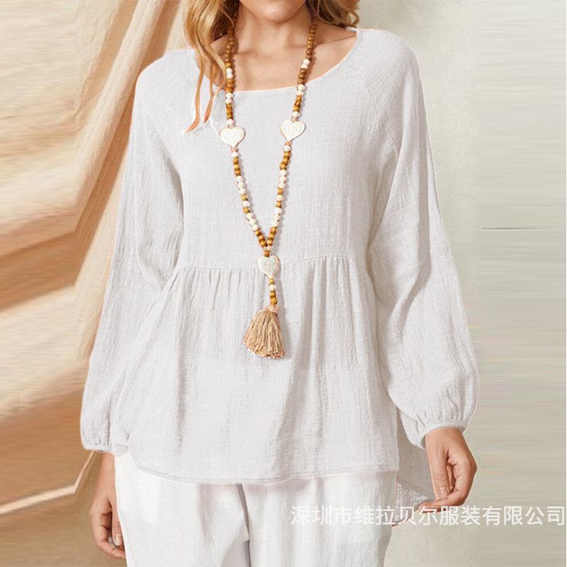 Solto algodão linho manga long - Summer Clothing Brands For Women avaliação e preço