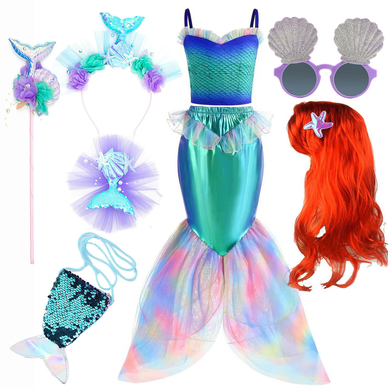 Disney sereia vestir-se traje  - Summer Clothing For Kids Girls avaliação e preço